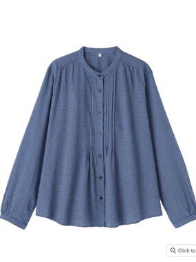 NWT Muji Cotton Voile Blouse | Size S | Blue Gingham